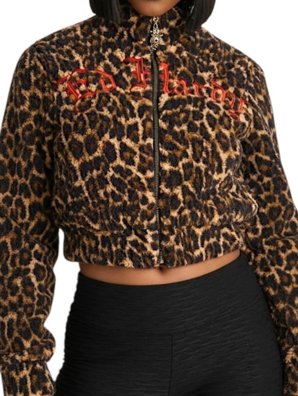 Ed Hardy Leopard Print Sherpa Jacket Plus Size Women's 2x Nwt